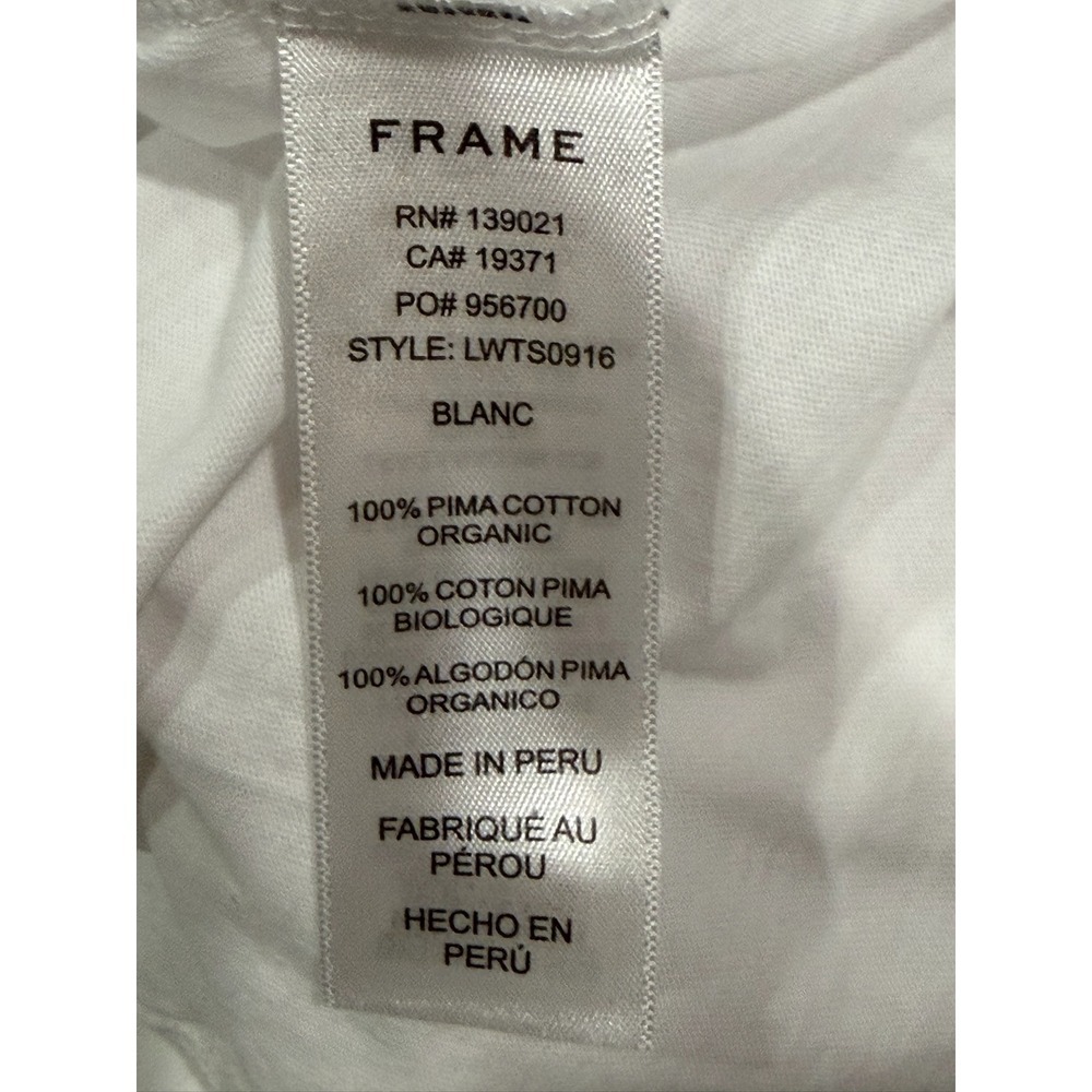 FRAME Le High Rise V Muscle Tee White Organic Pima Cotton Padded Shoulder XS - Picture 5 of 6